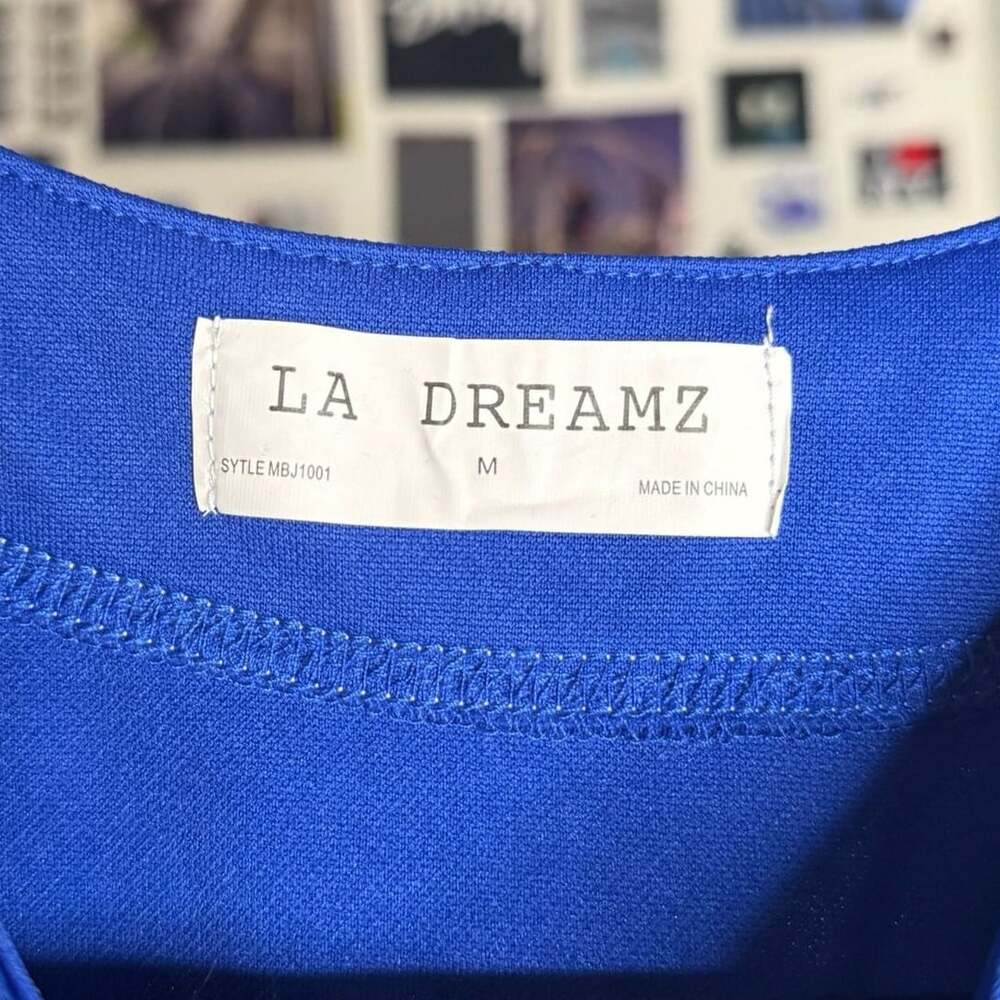 La Dreamz Royal Blue and White Striped Button-Down Baseball Jersey Medium - Picture 5 of 8